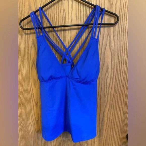 Like New Medium Ana Tankini Top Beautiful Blue padding slimming flattering Cute - Picture 7 of 14